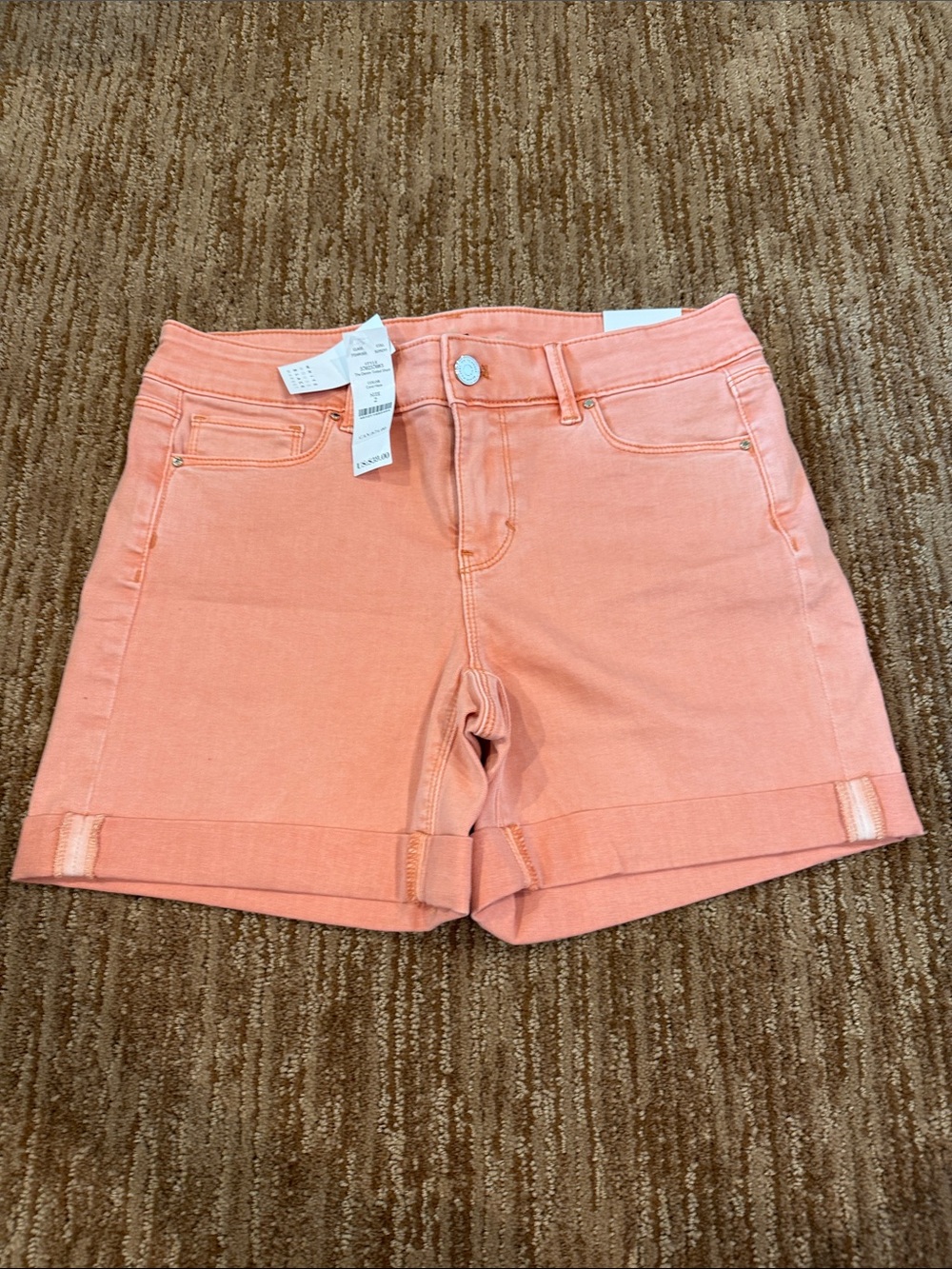 White House Black Market Coral Roll-Cuff Denim Shorts
